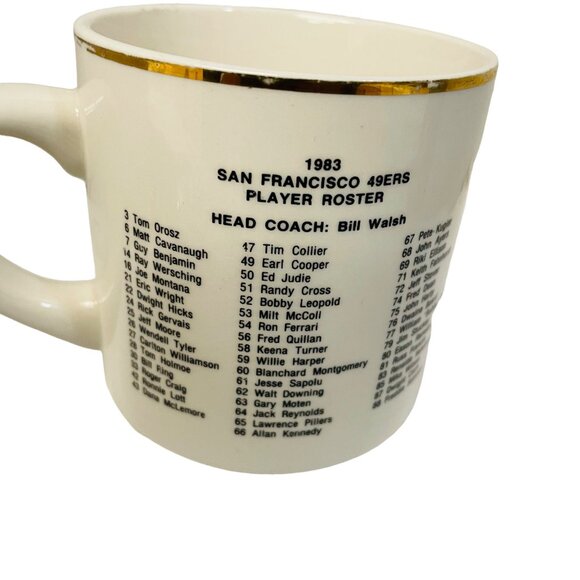 Vintage San Francisco 49ers 1983 Roster Mug With Gold Trim - Picture 3 of 12
